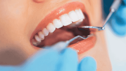 Dentist hygienist appointment in action